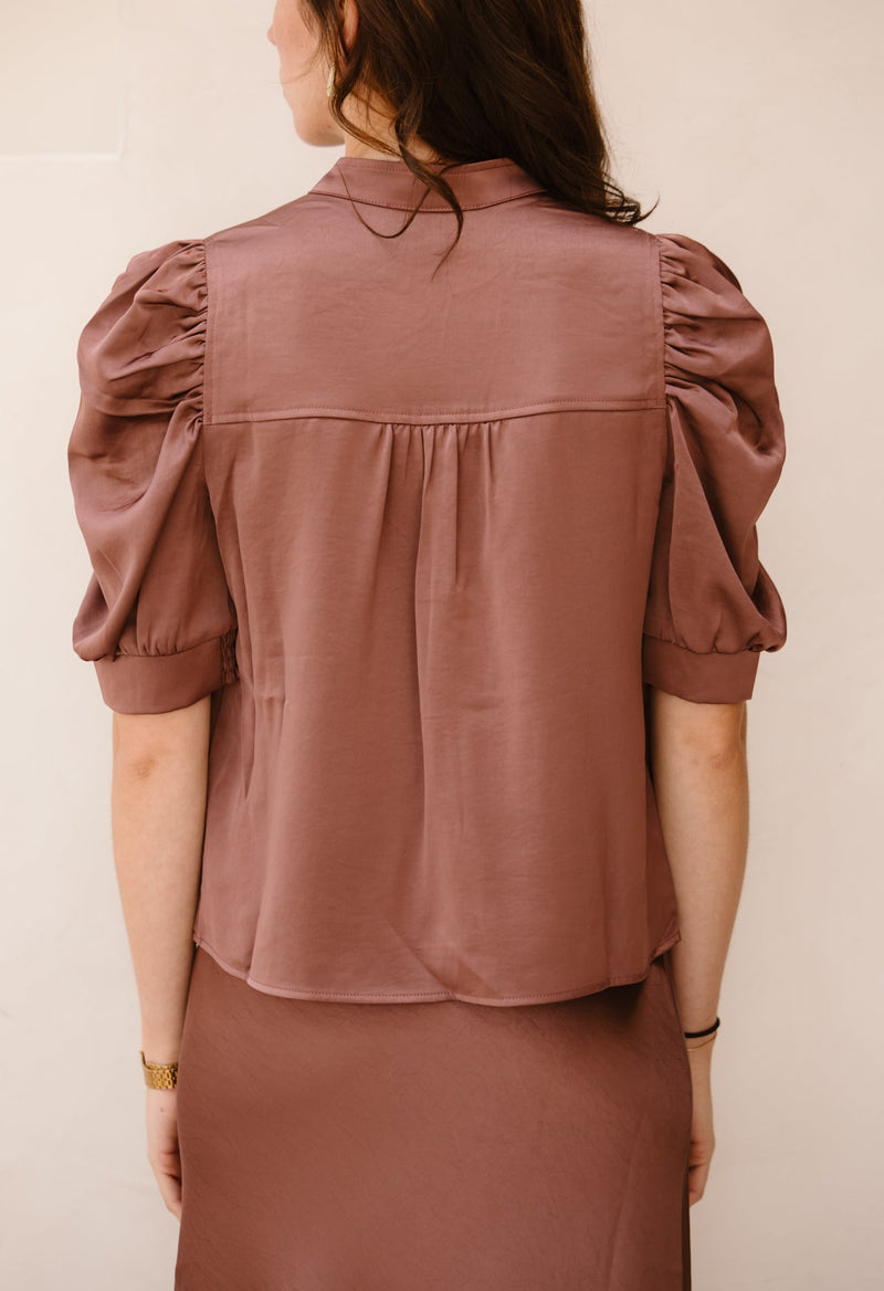 Roella heavy sateen blouse dark rose NN - Bij Keesje - Neo Noir