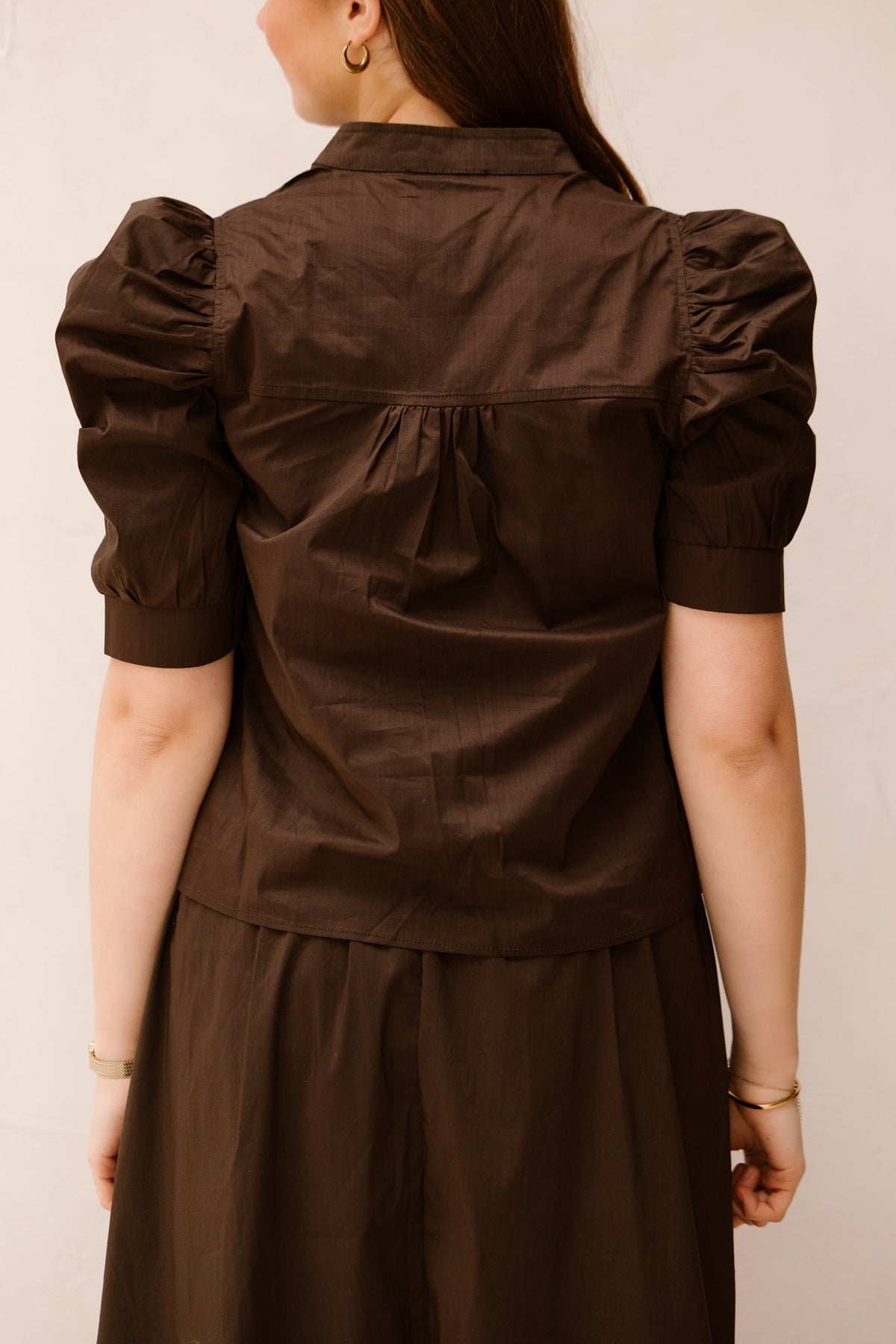 Roella poplin blouse Chocolate Brown - Bij Keesje - Neo Noir - blouse