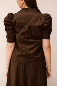 Roella poplin blouse Chocolate Brown - Bij Keesje - Neo Noir - blouse