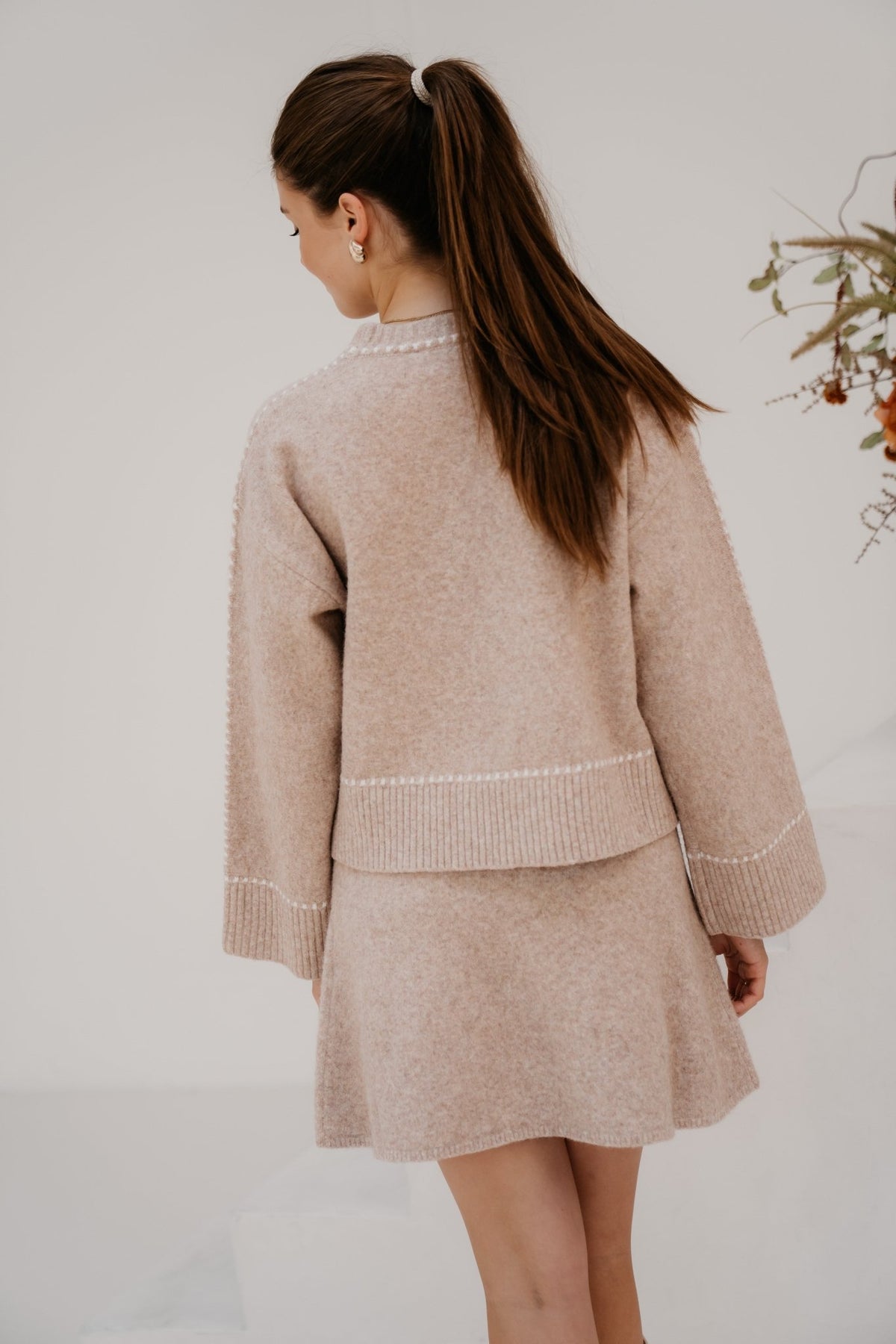 Roeme knit stitch blouse beige melange - Bij Keesje - Neo Noir - Trui