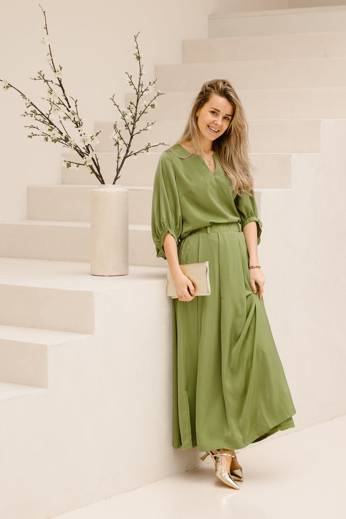 Rok met plooien green K - Design - Bij Keesje - K - design