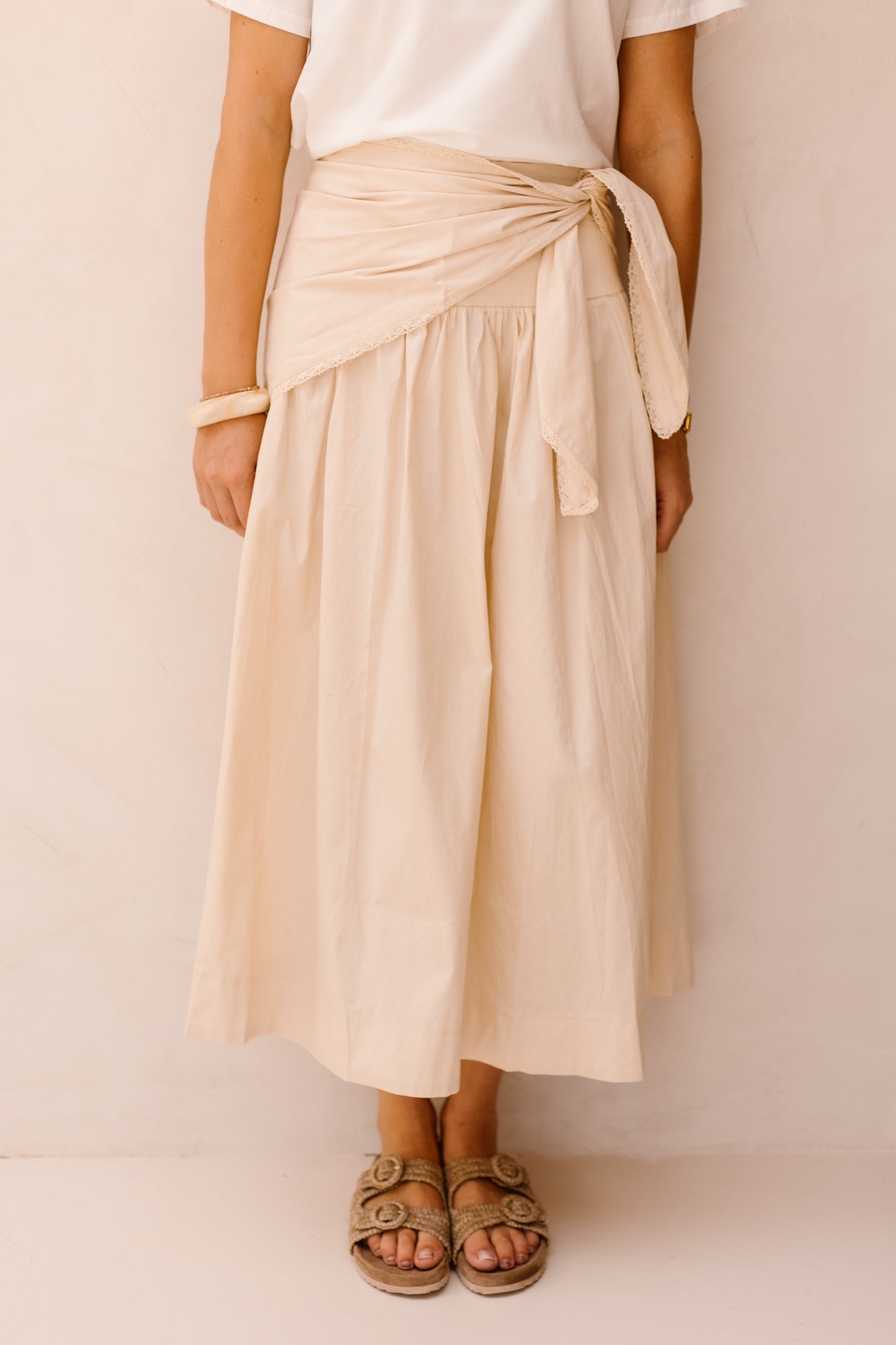Rok met sjaal beige - Bij Keesje - Bij Keesje - Rok