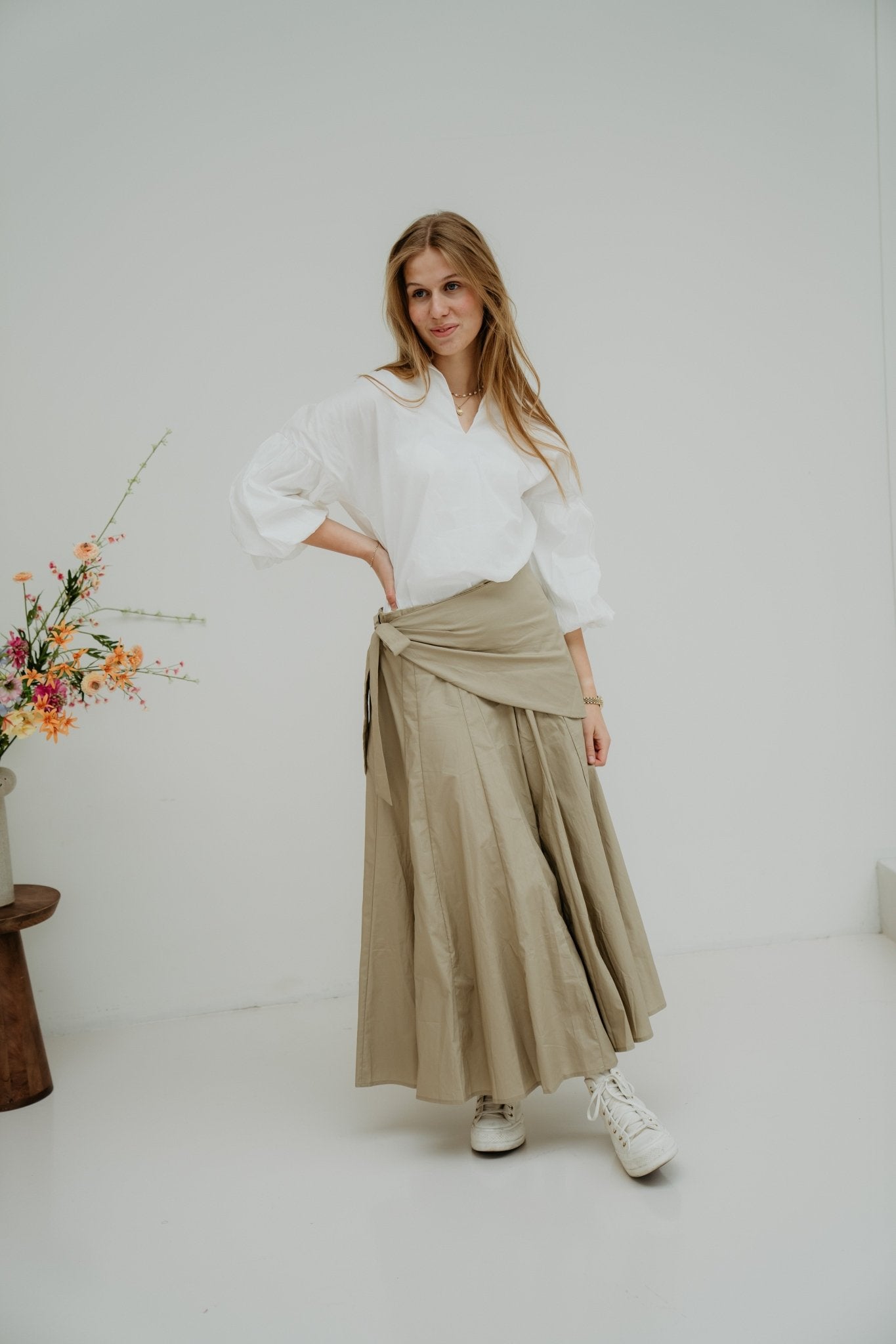 Rok met sjaal taupe - Bij Keesje - Bij Keesje - Rok