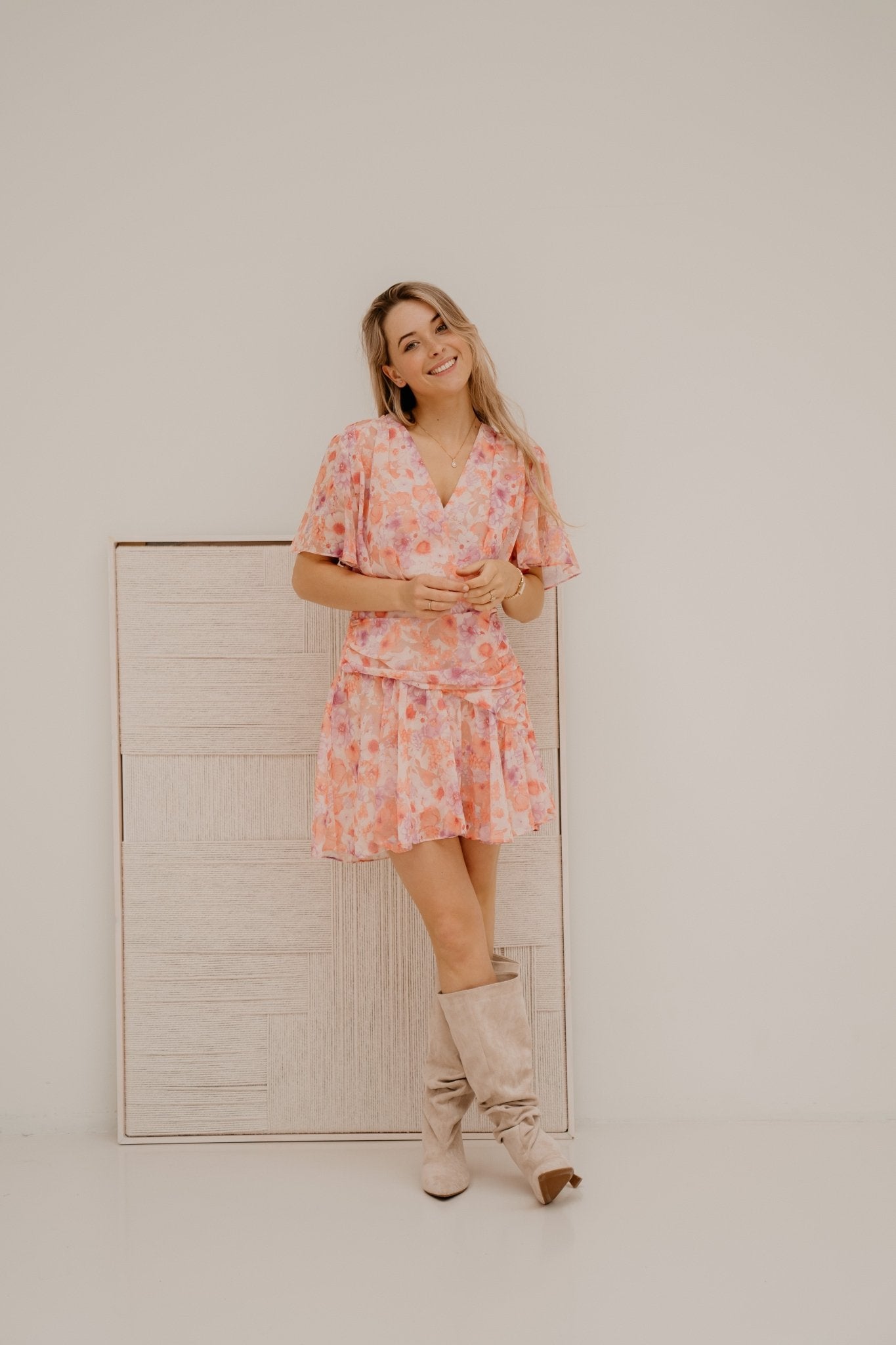 Roosje dress orange purple - Bij Keesje - Bij Keesje - Jurk