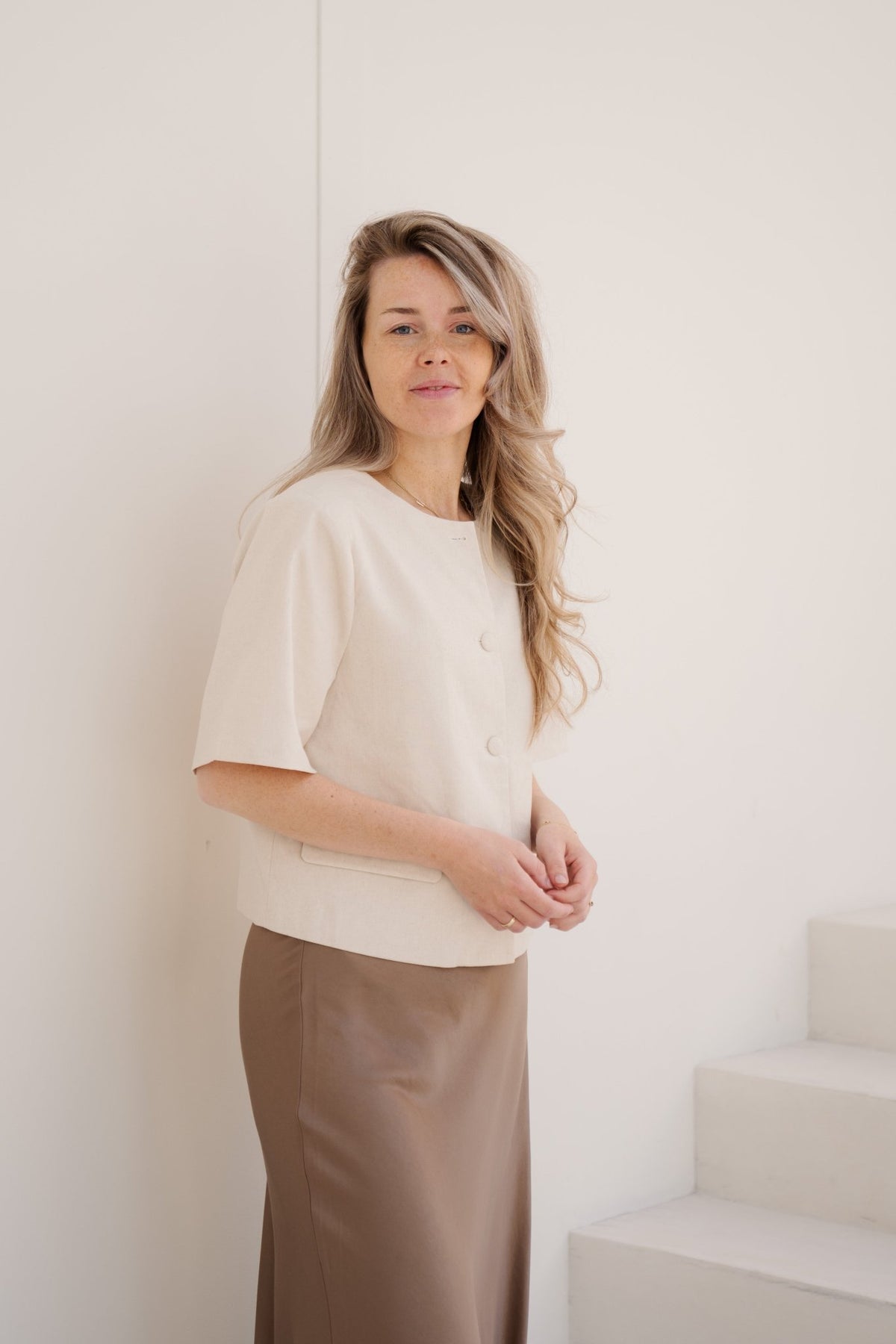 Rory linen blouse creme - Bij Keesje - Neo Noir - Top