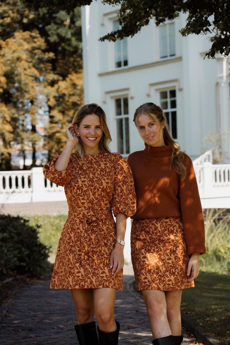 Rosalie jacquard skirt brique - Bij Keesje - Bij Keesje The Label