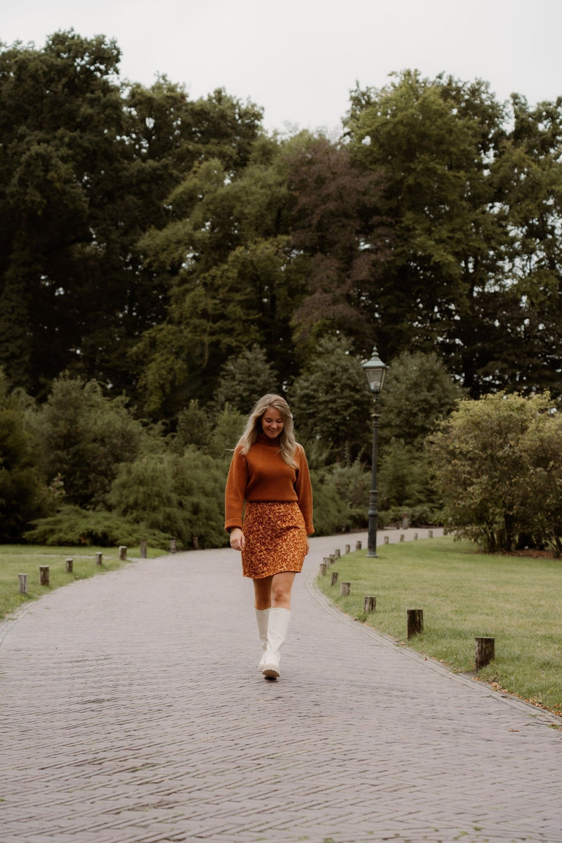 Rosalie jacquard skirt brique - Bij Keesje - Bij Keesje The Label