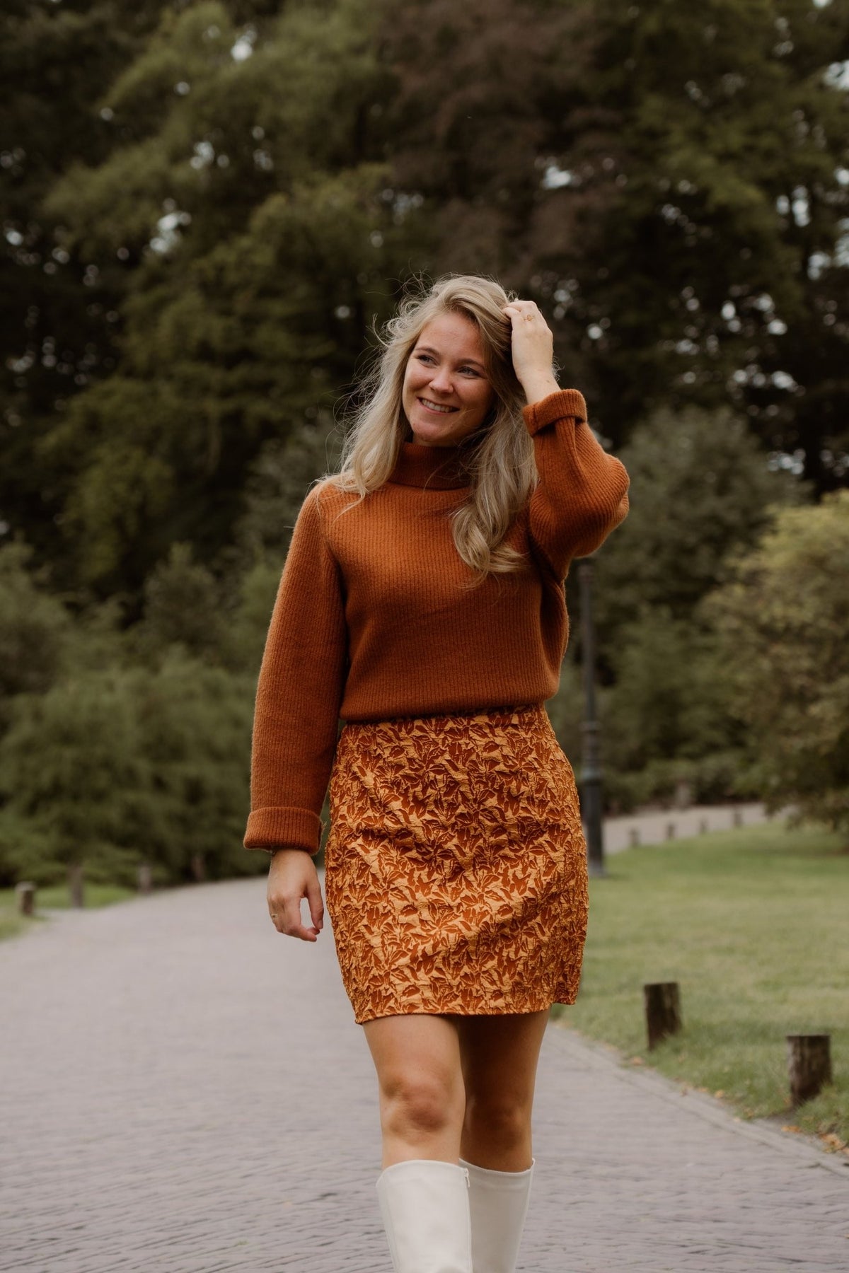 Rosalie jacquard skirt brique - Bij Keesje - Bij Keesje The Label