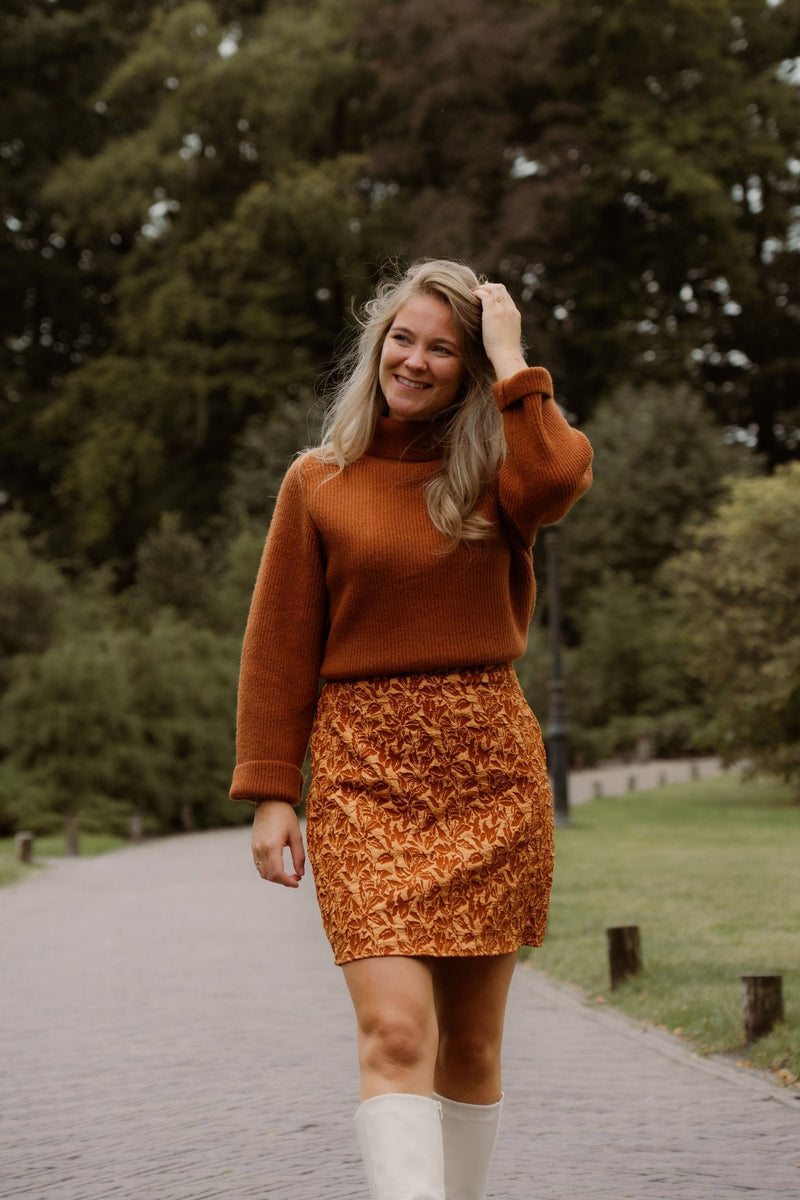 Rosalie jacquard skirt brique - Bij Keesje - Bij Keesje The Label