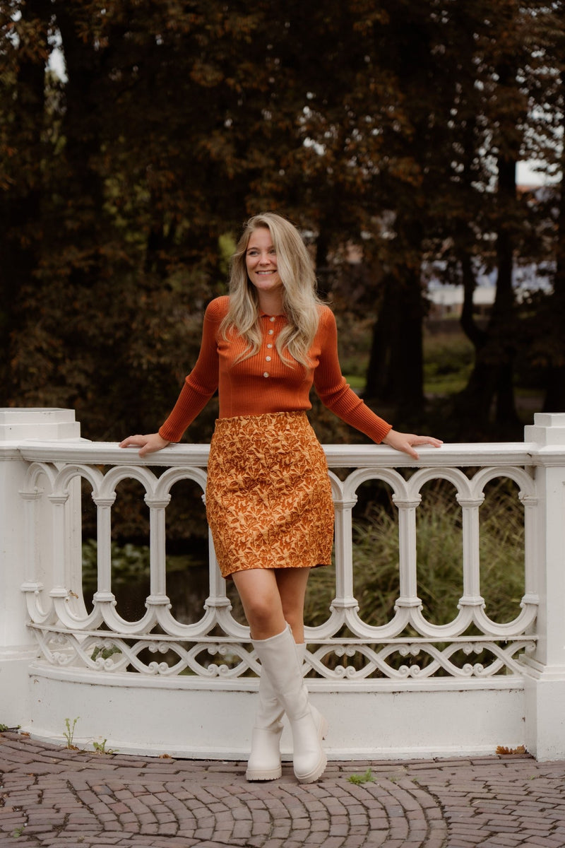 Rosalie jacquard skirt brique - Bij Keesje - Bij Keesje The Label