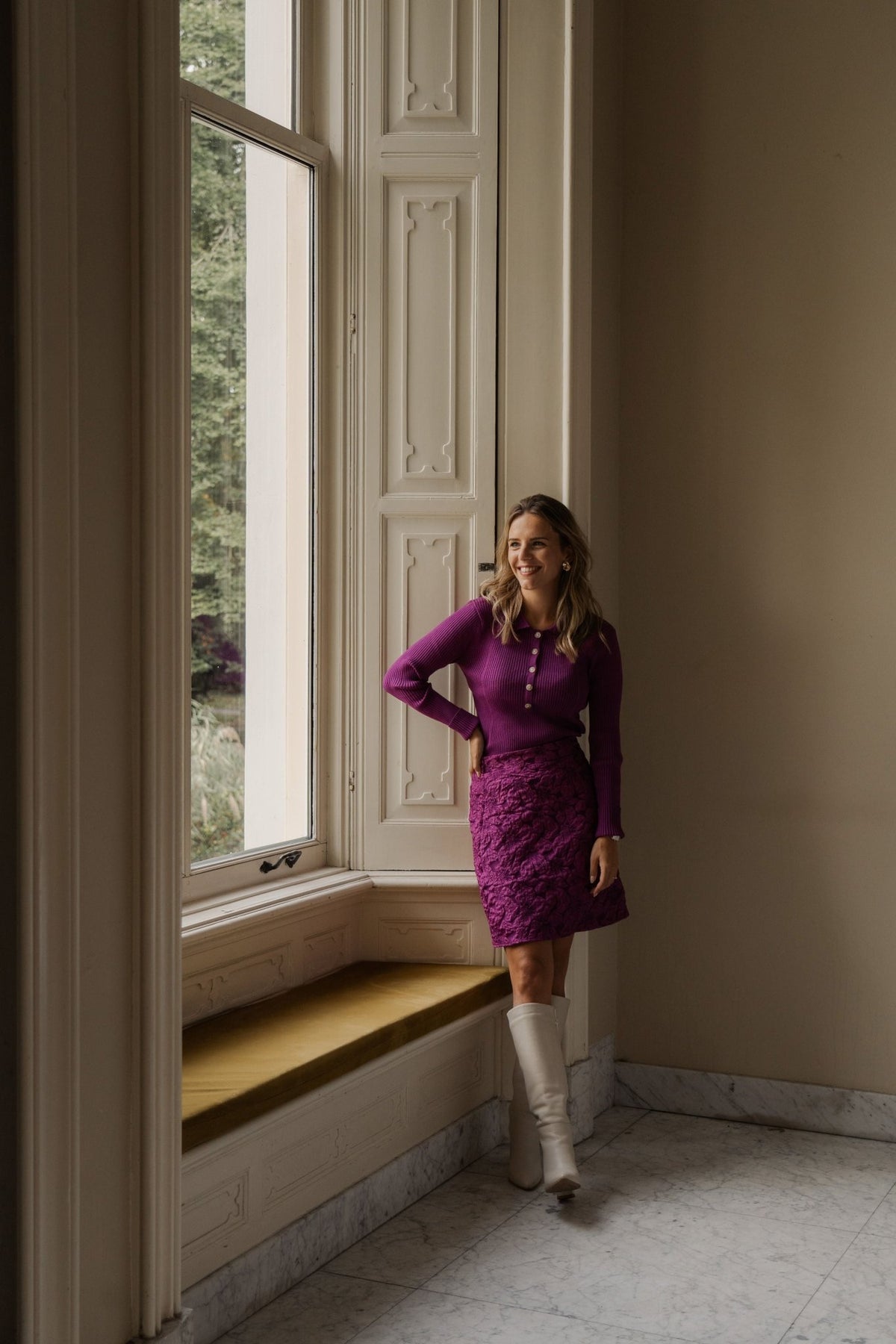 Rosalie jacquard skirt purple - Bij Keesje - Bij Keesje The Label