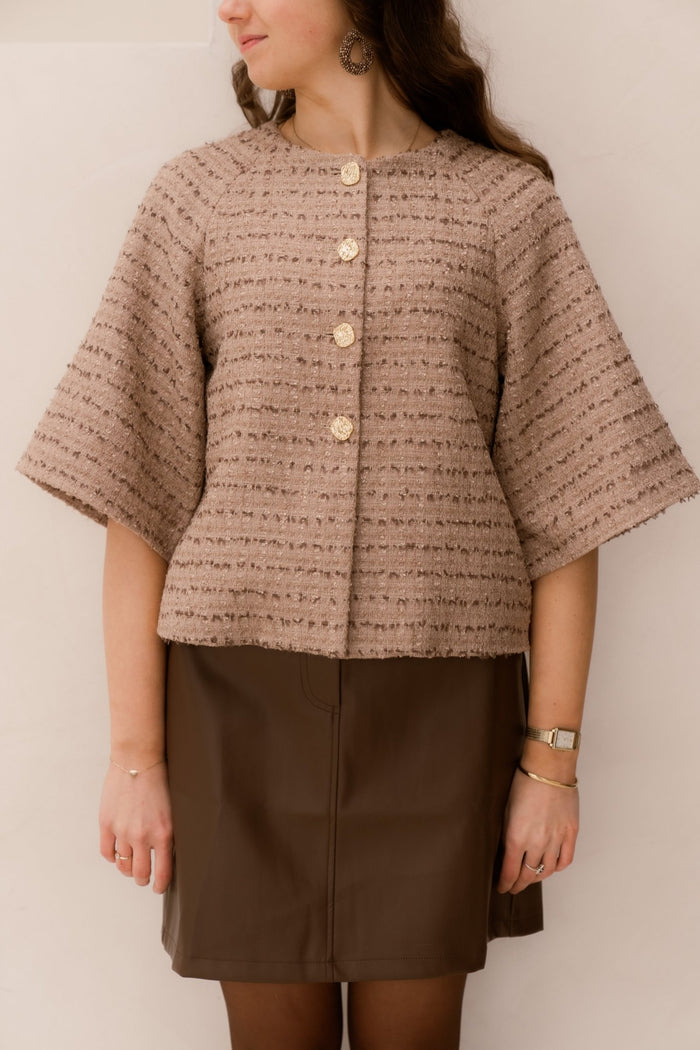 Rosella Bloucle Mini Jacket Taupe - Bij Keesje - Neo Noir