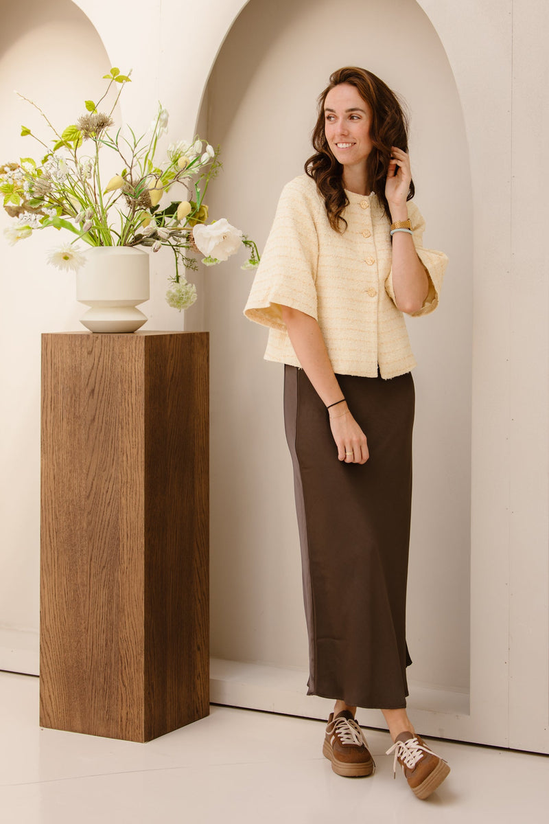 Rosella boucle mini jacket light yellow NN - Bij Keesje - Neo Noir