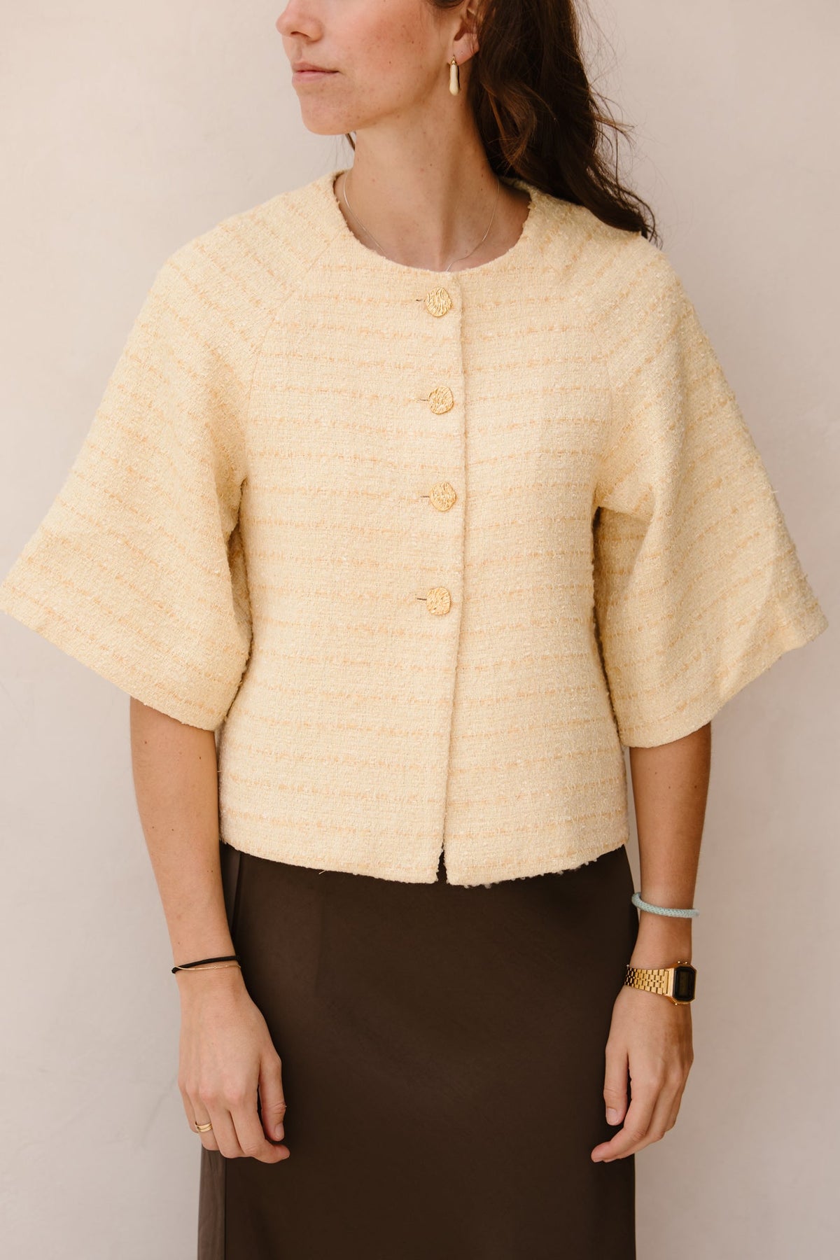 Rosella boucle mini jacket light yellow NN - Bij Keesje - Neo Noir