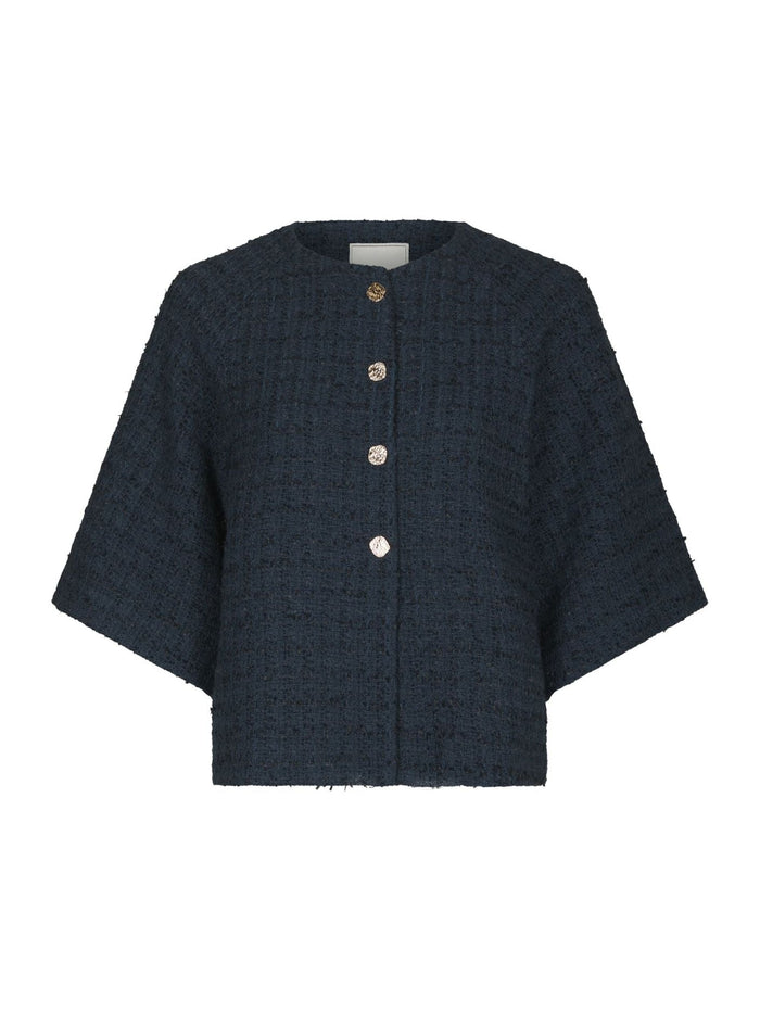 Rosella Boucle Mini Jacket Navy - Bij Keesje - Neo Noir - Blouse