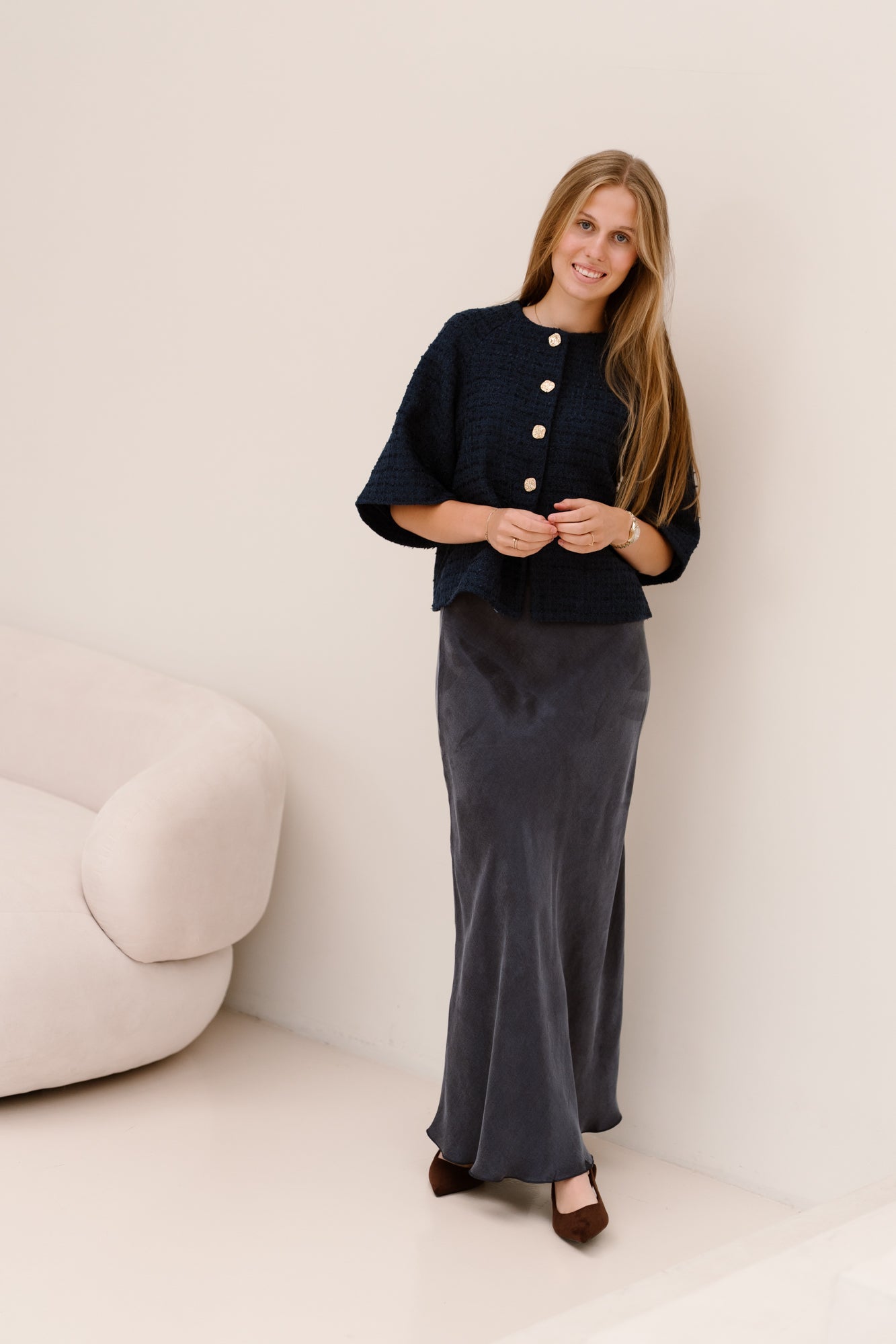 Rosella Boucle Mini Jacket Navy - Bij Keesje - Neo Noir - Blouse