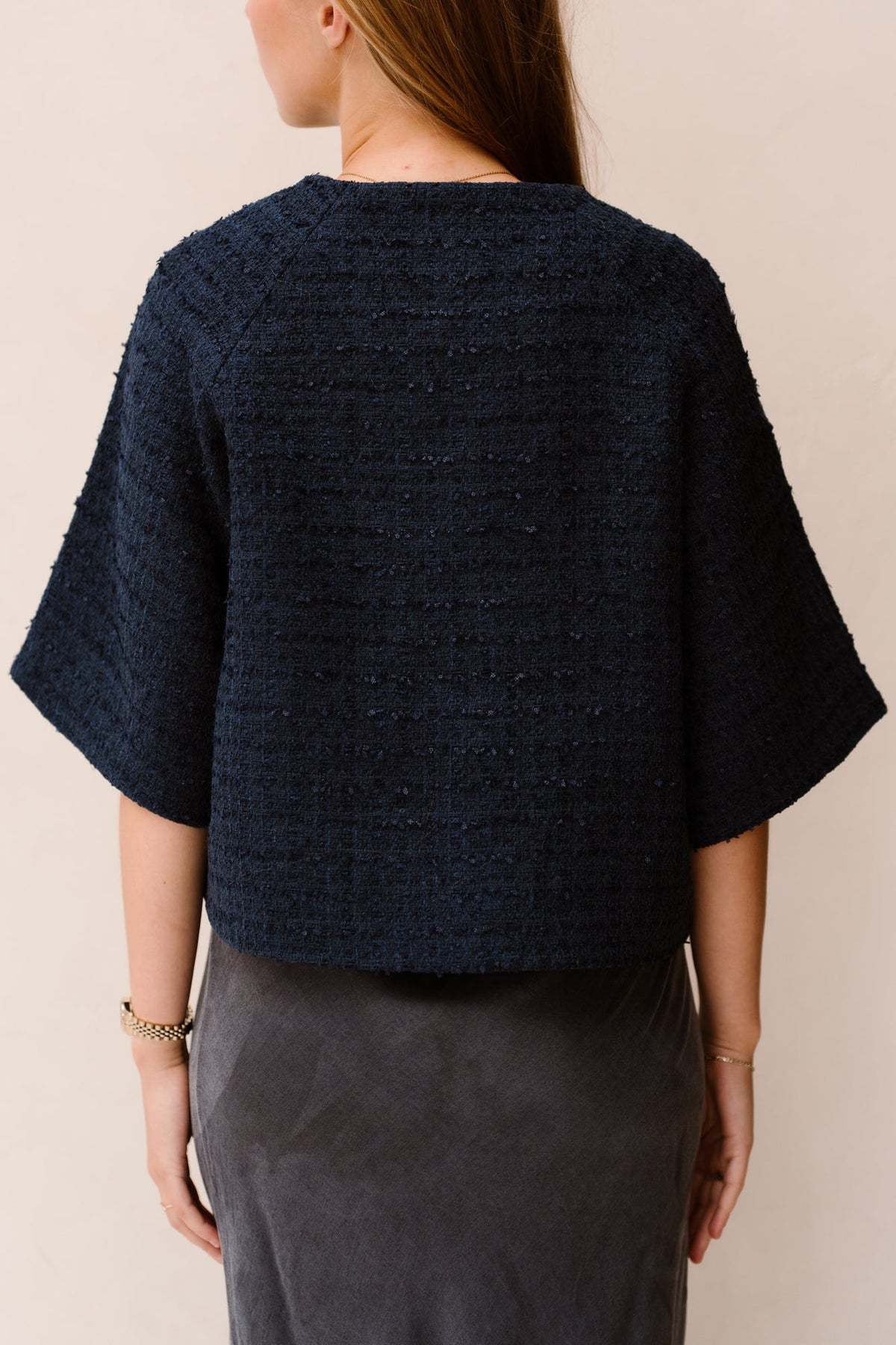 Rosella Boucle Mini Jacket Navy - Bij Keesje - Neo Noir - Blouse