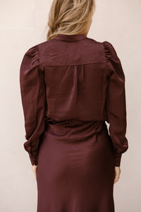 Rosslyn heavy sateen blouse burgundy - Bij Keesje - Neo Noir