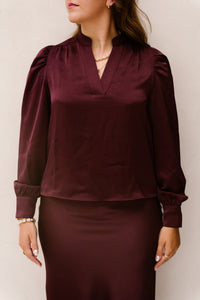 Rosslyn heavy sateen blouse burgundy - Bij Keesje - Neo Noir - Blouse