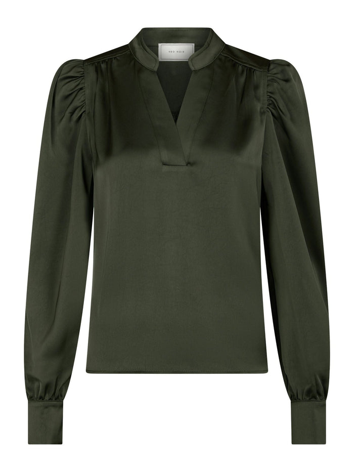 Rosslyn Heavy Sateen Blouse Deep Green - Bij Keesje - Neo Noir - Blouse