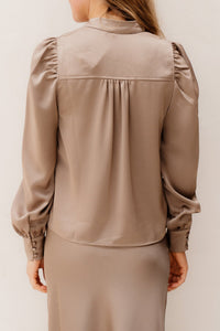 Rosslyn heavy sateen smoke dark taupe - Bij Keesje - Neo Noir - Blouse