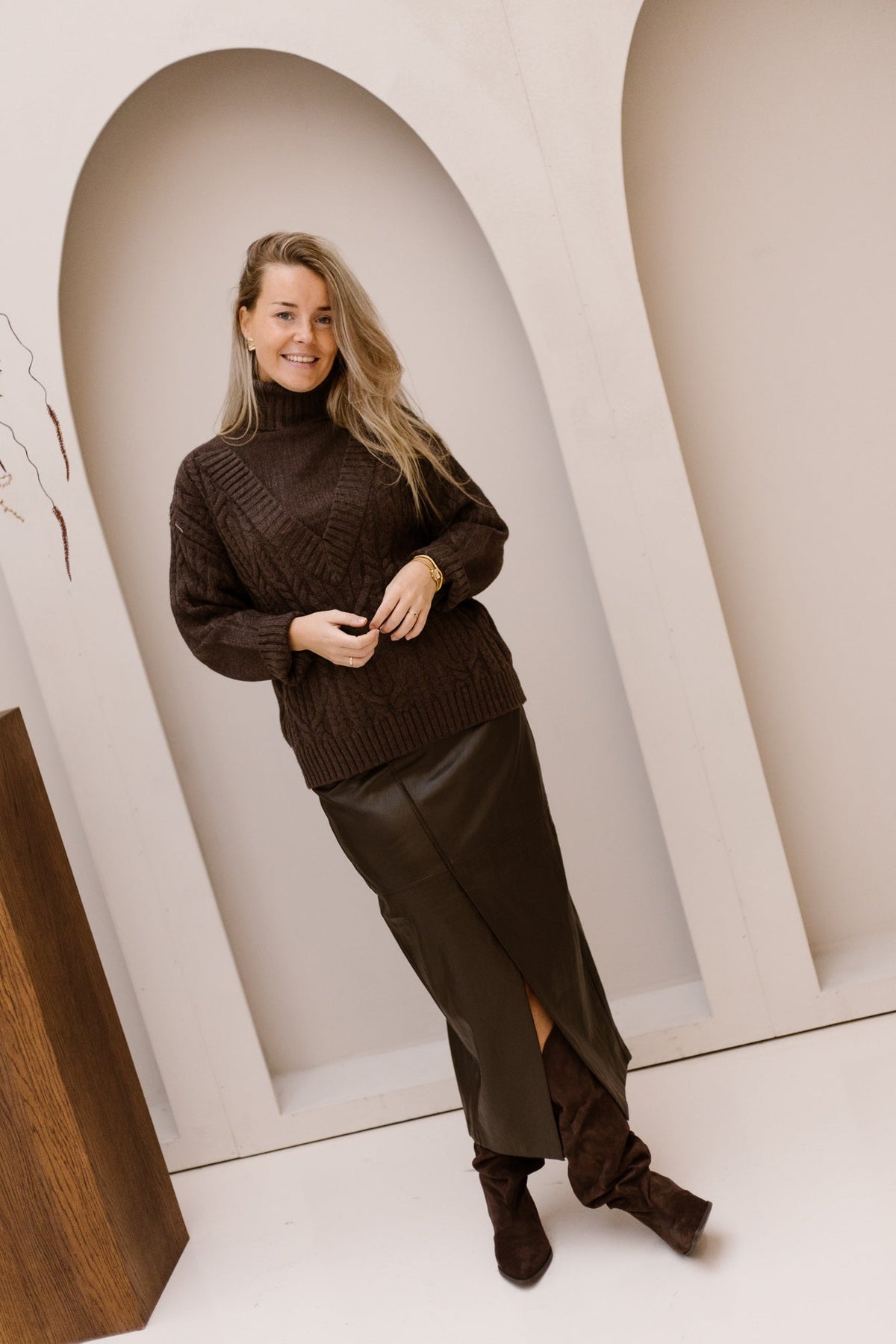 RowCC cable knit mocca - Bij Keesje - Co'couture - Trui
