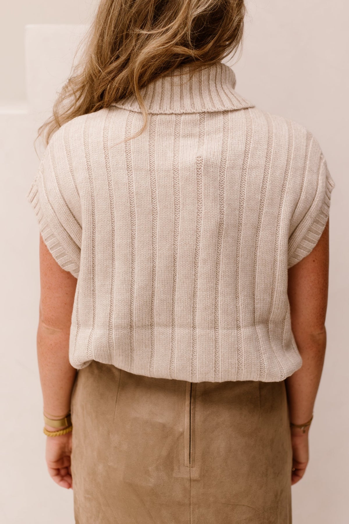 RowCC Oversize Cable Knit Vest Creme - Bij Keesje - Co'couture - Trui