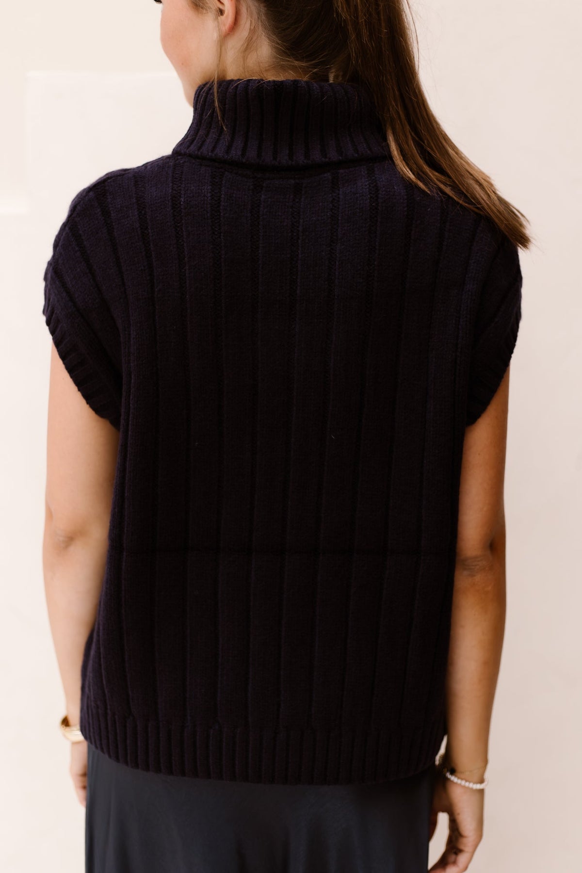 RowCC Oversize Cable Knit Vest Navy - Bij Keesje - Co'couture - Trui