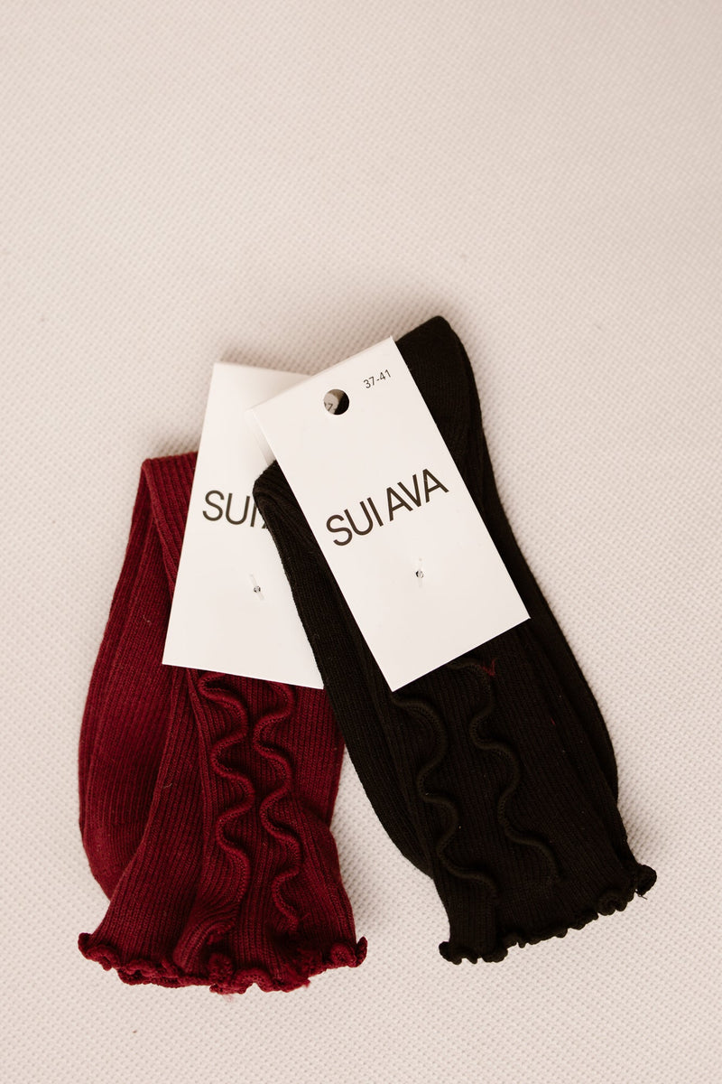 Ruffle socks burgundy - Bij Keesje - Sui Ava