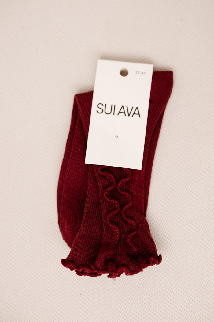 Ruffle socks burgundy - Bij Keesje - Sui Ava