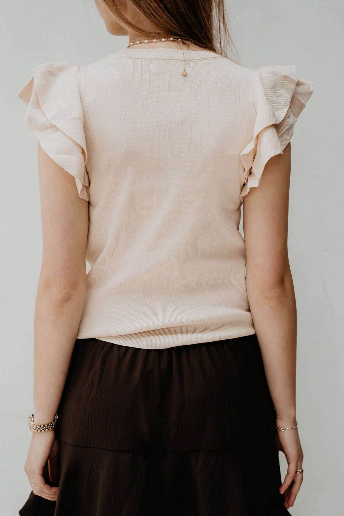 Ruffle top beige - Bij Keesje - Bij Keesje - Top