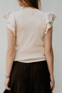 Ruffle top beige - Bij Keesje - Bij Keesje - Top