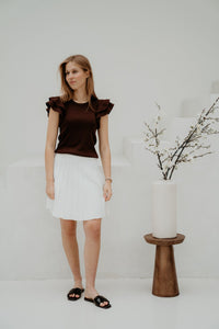 Ruffle top brown - Bij Keesje - Bij Keesje - Top