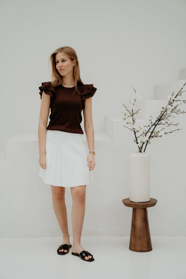Ruffle top brown - Bij Keesje - Bij Keesje - Top