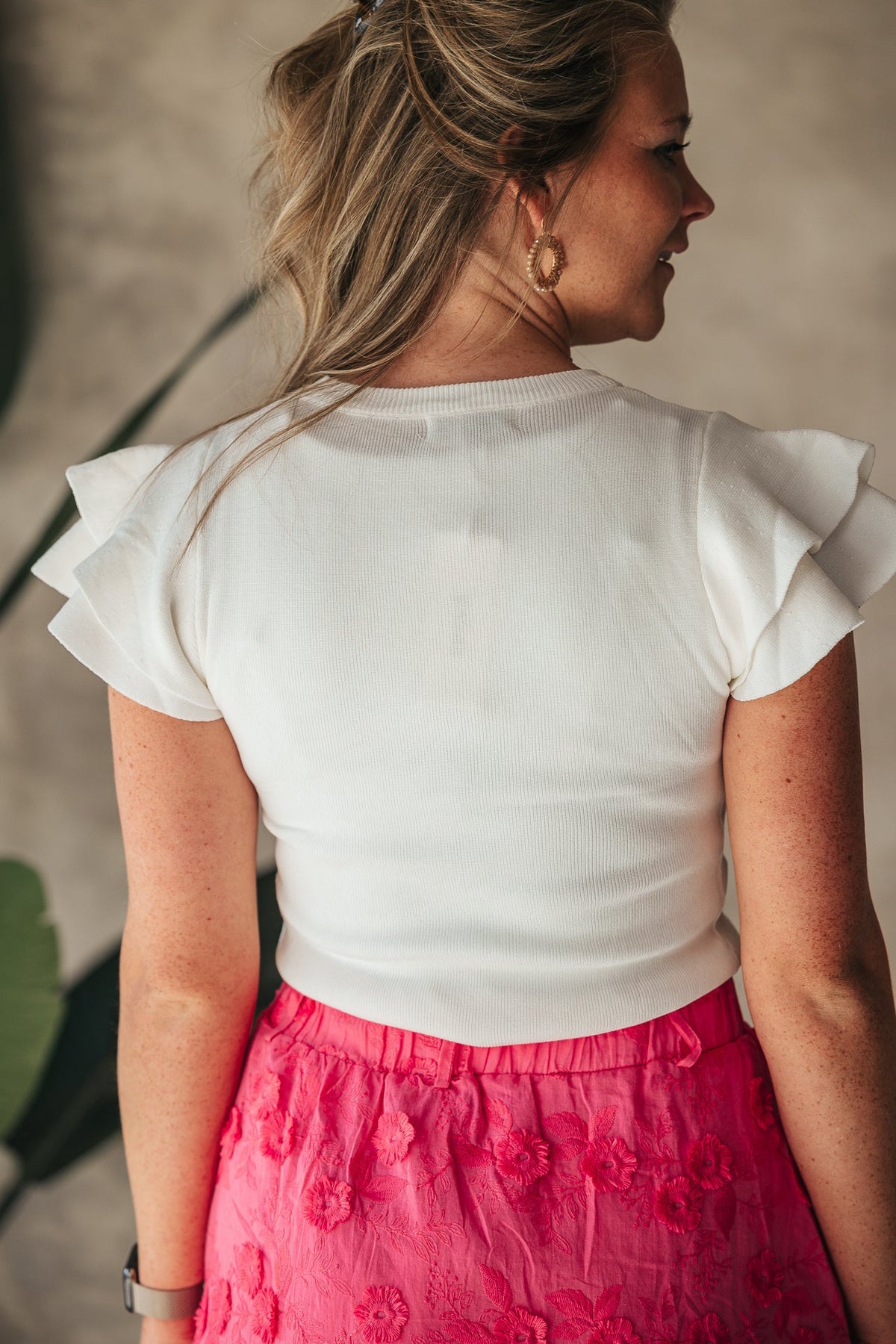 Ruffle top wit - Bij Keesje