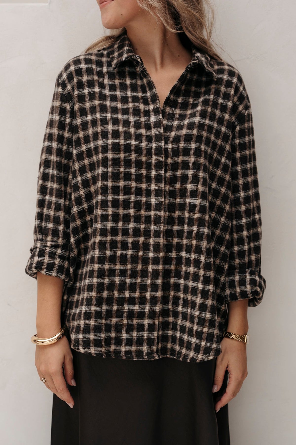 Ruit blouse bruin - Bij Keesje - Bij Keesje - Blouse