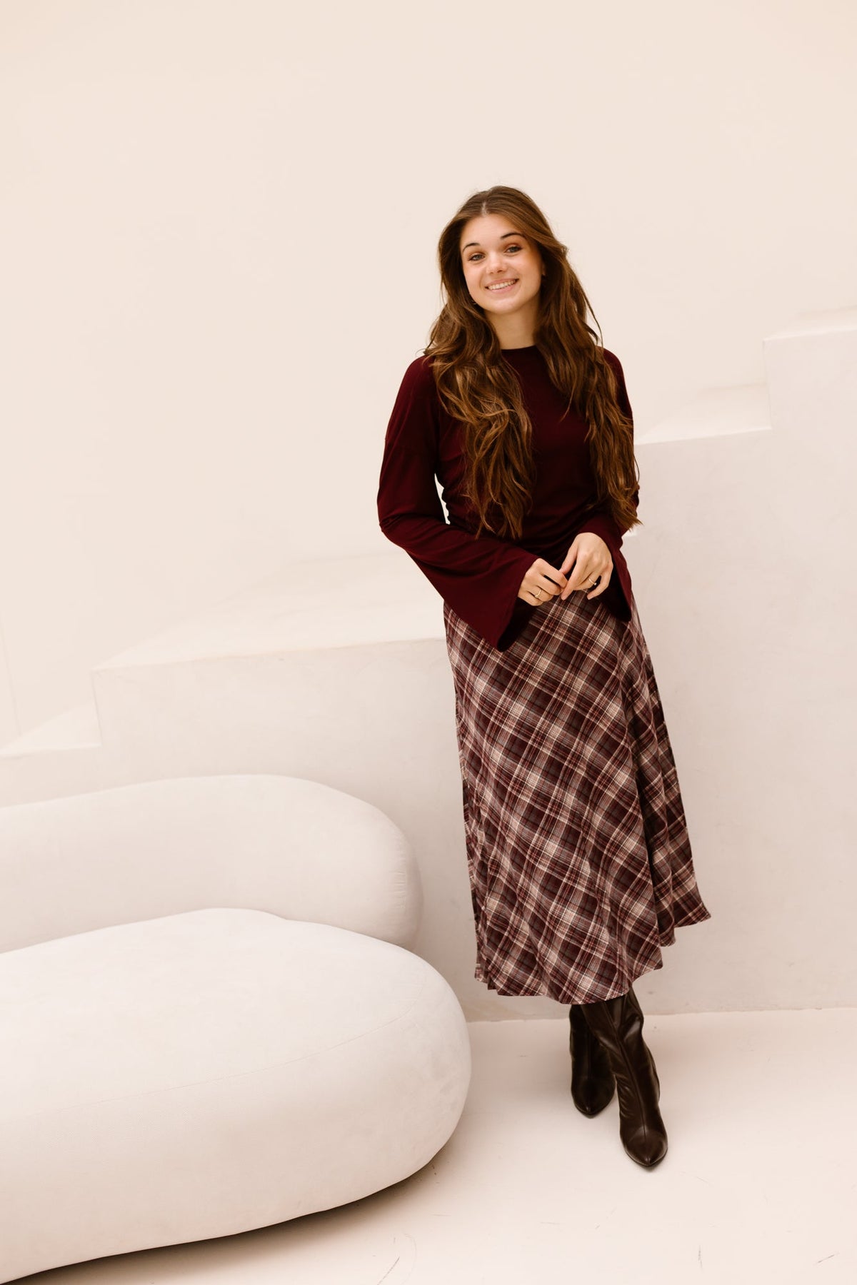 Ruit rok bordeaux - Bij Keesje - Bij Keesje - Rok