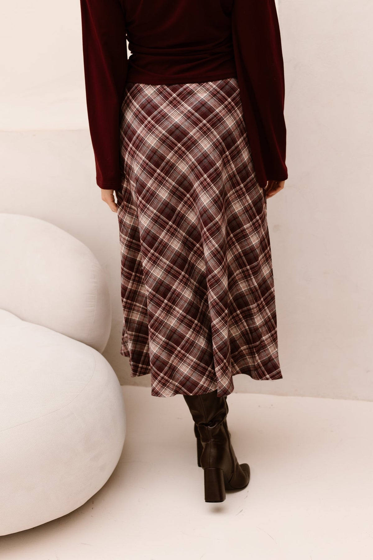 Ruit rok bordeaux - Bij Keesje - Bij Keesje - Rok