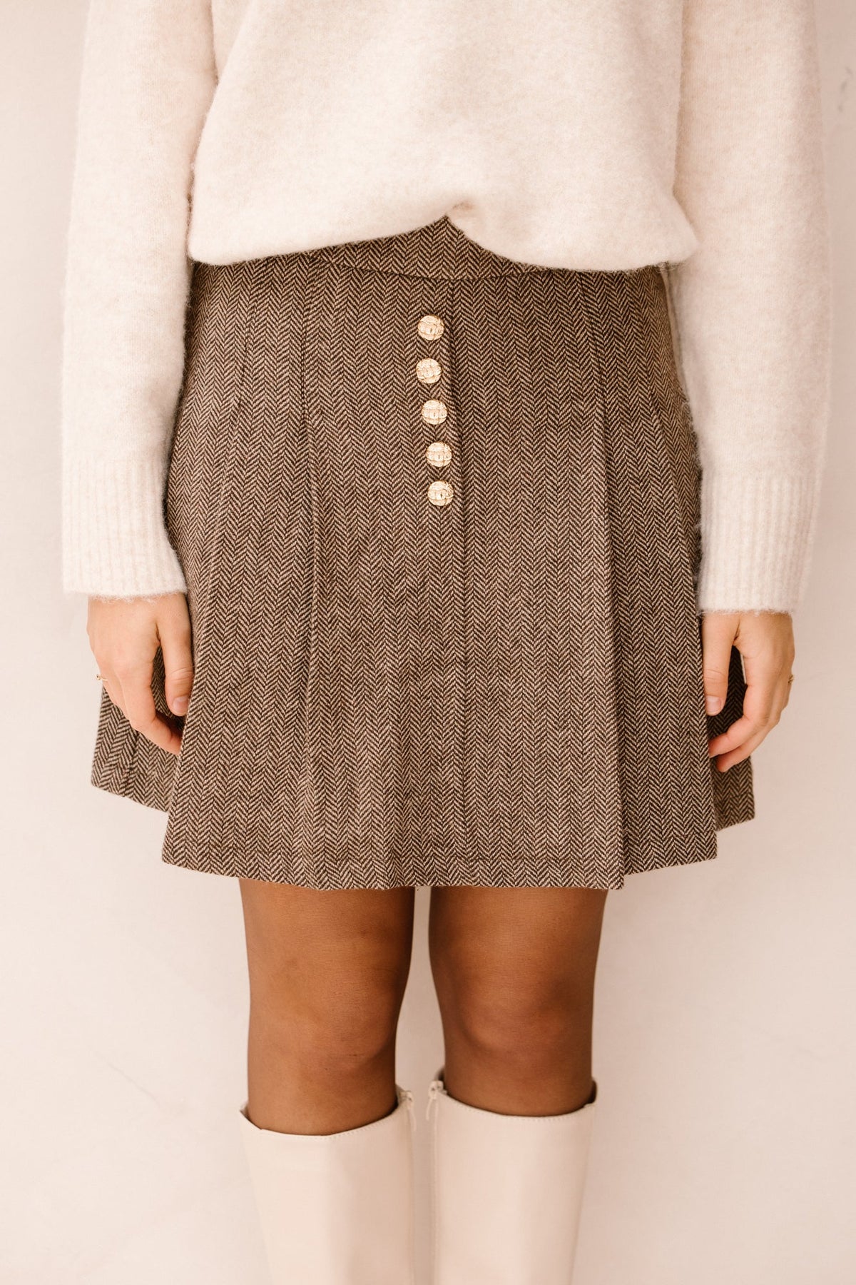 Ruit rokje beige - Bij Keesje - Bij Keesje