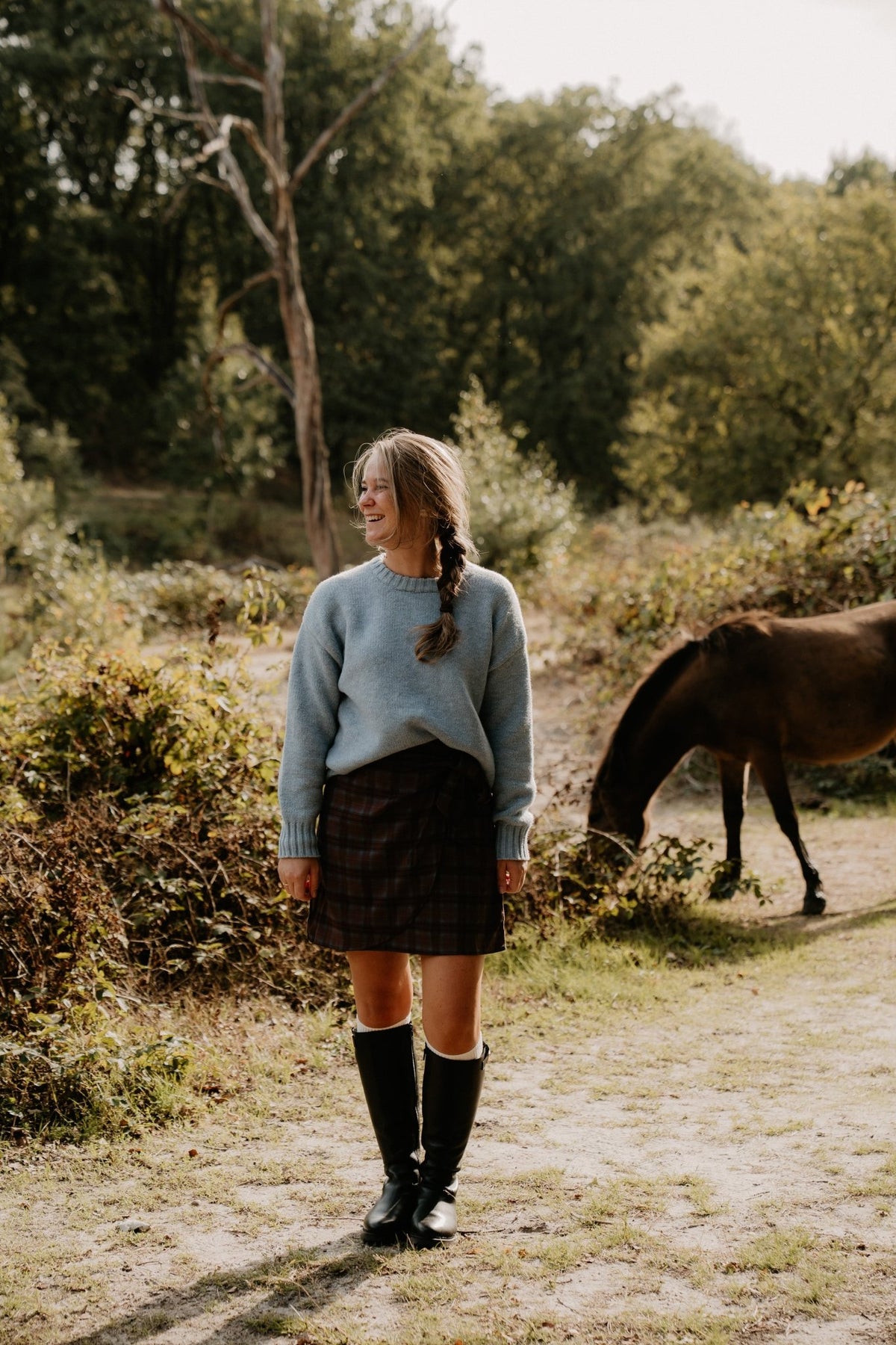 Ruit rokje blauw-bruin - Bij Keesje - Bij Keesje - Rok