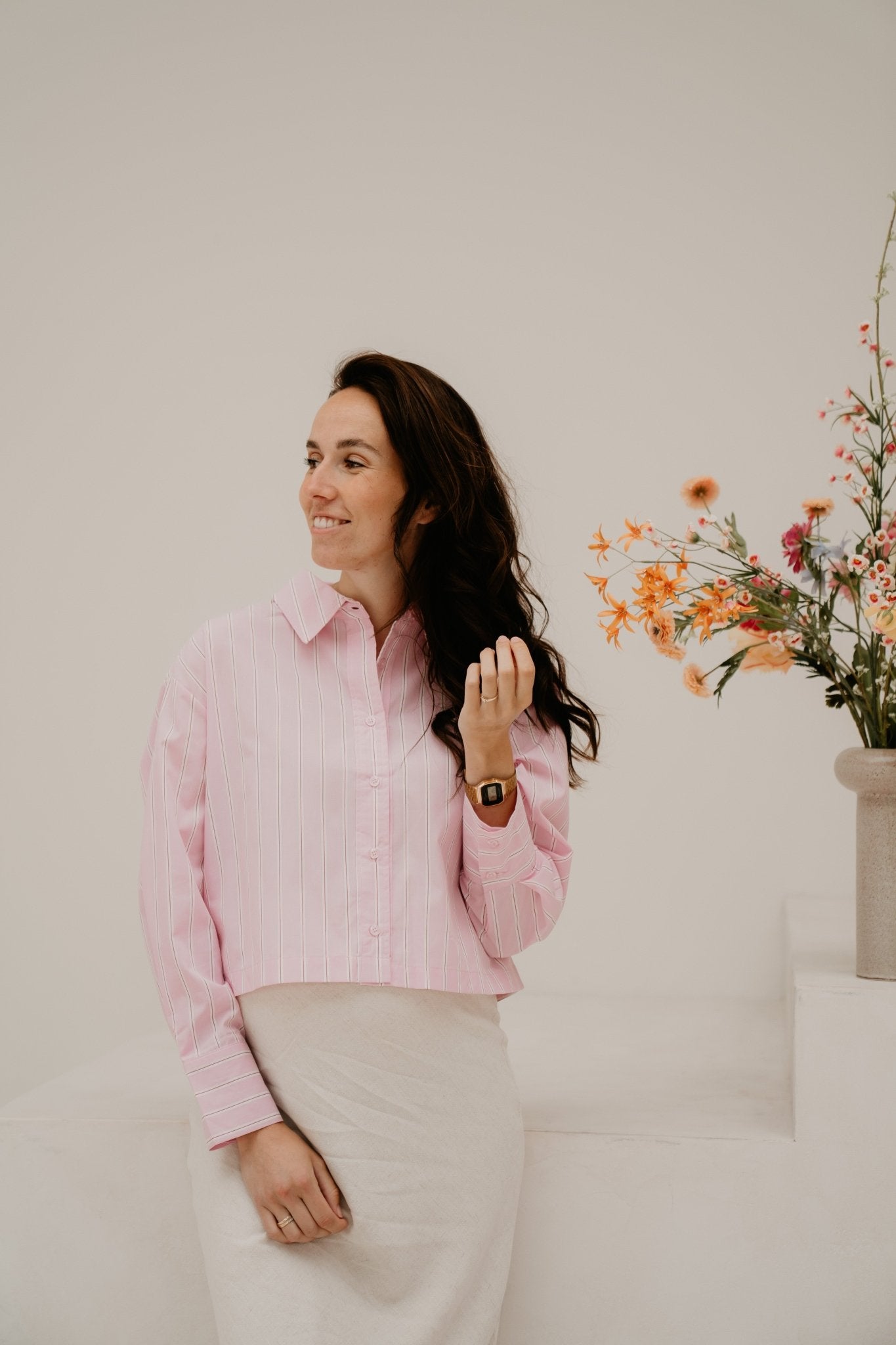 Saartje streep blouse roze - Bij Keesje - Bij Keesje - Blouse