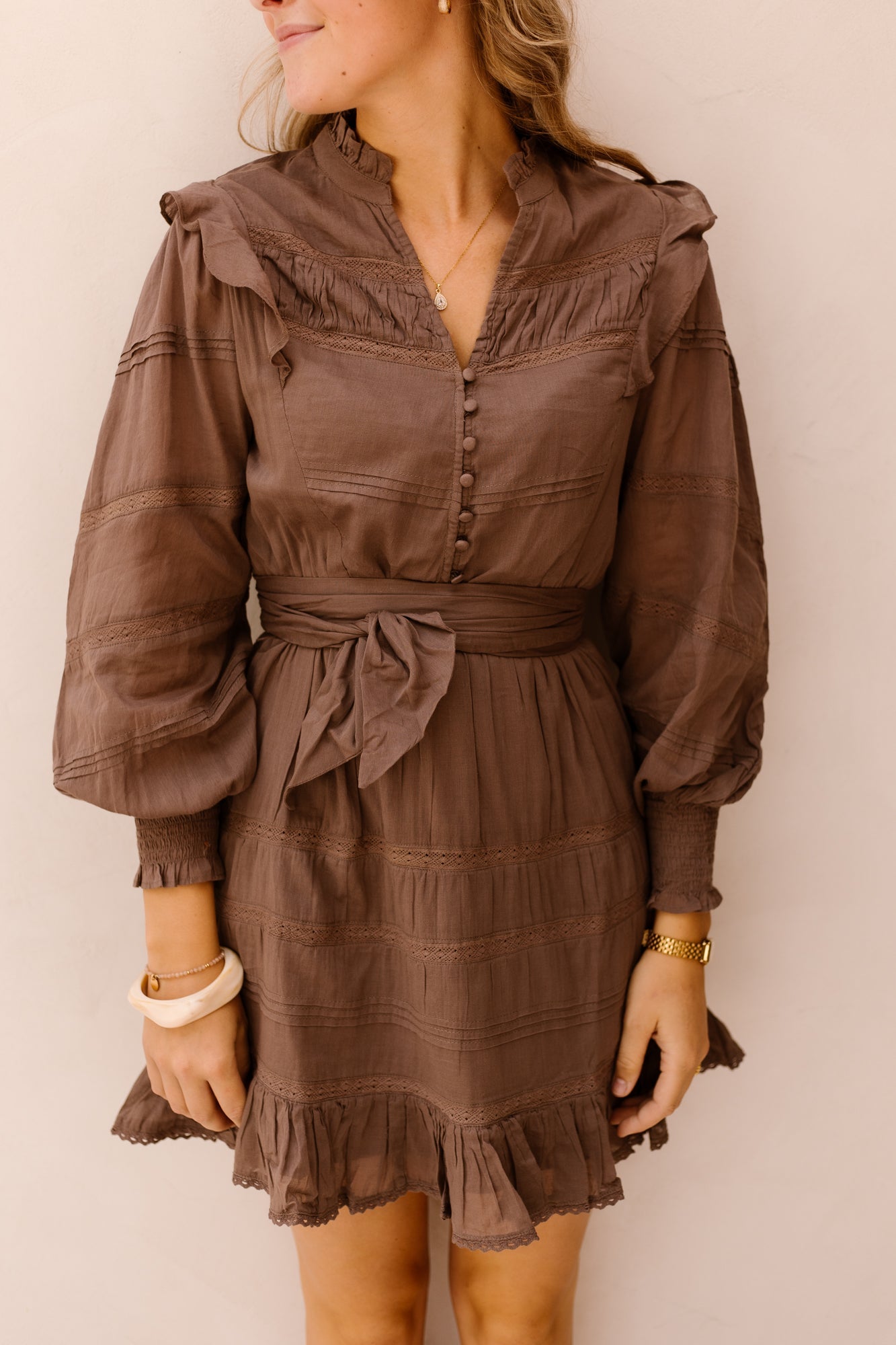 Salli S Voile Dress Light Brown - Bij Keesje - Neo Noir - Jurk