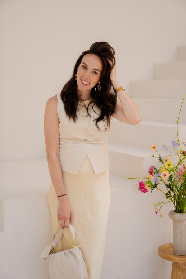 Samara Ramie Waistcoat Natural - Bij Keesje - Neo Noir - top