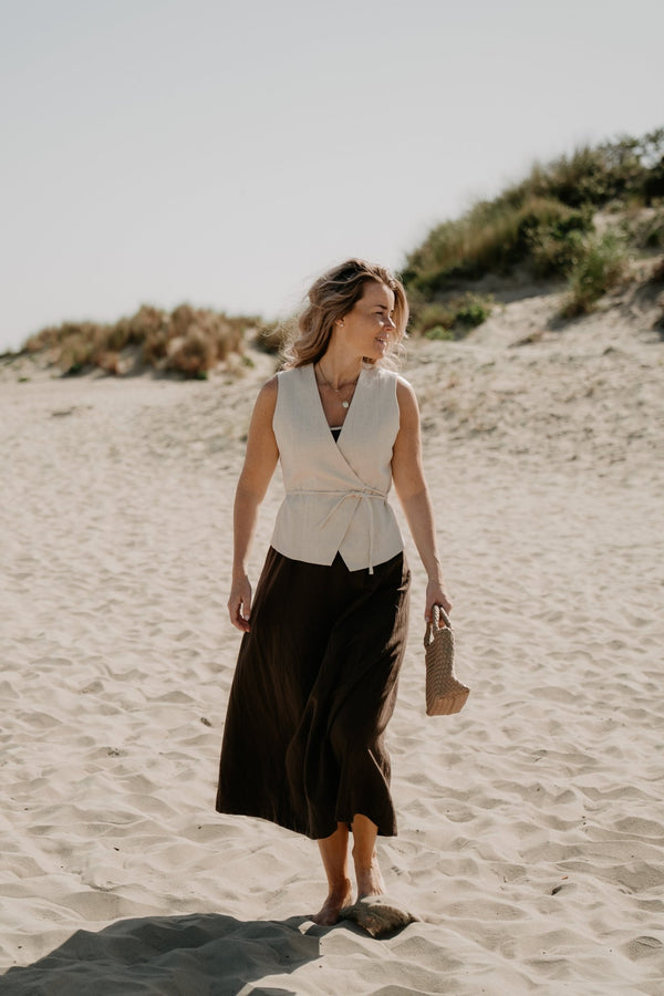 Samara Ramie Waistcoat Natural - Bij Keesje - Neo Noir - top