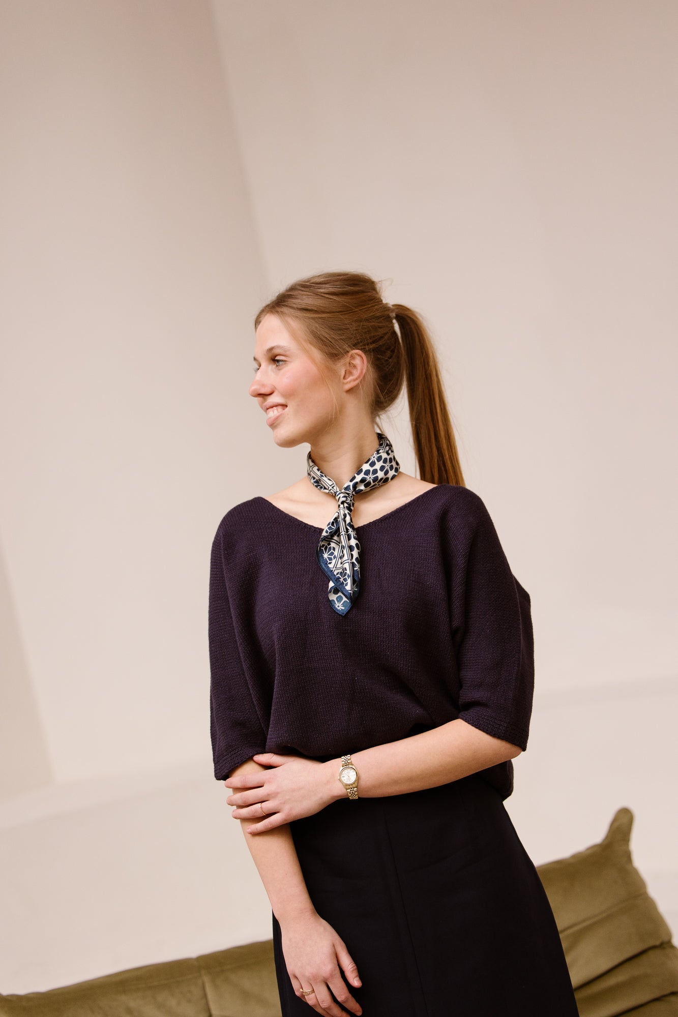 Sandra top dark blue - Bij Keesje - Bij Keesje The Label - top