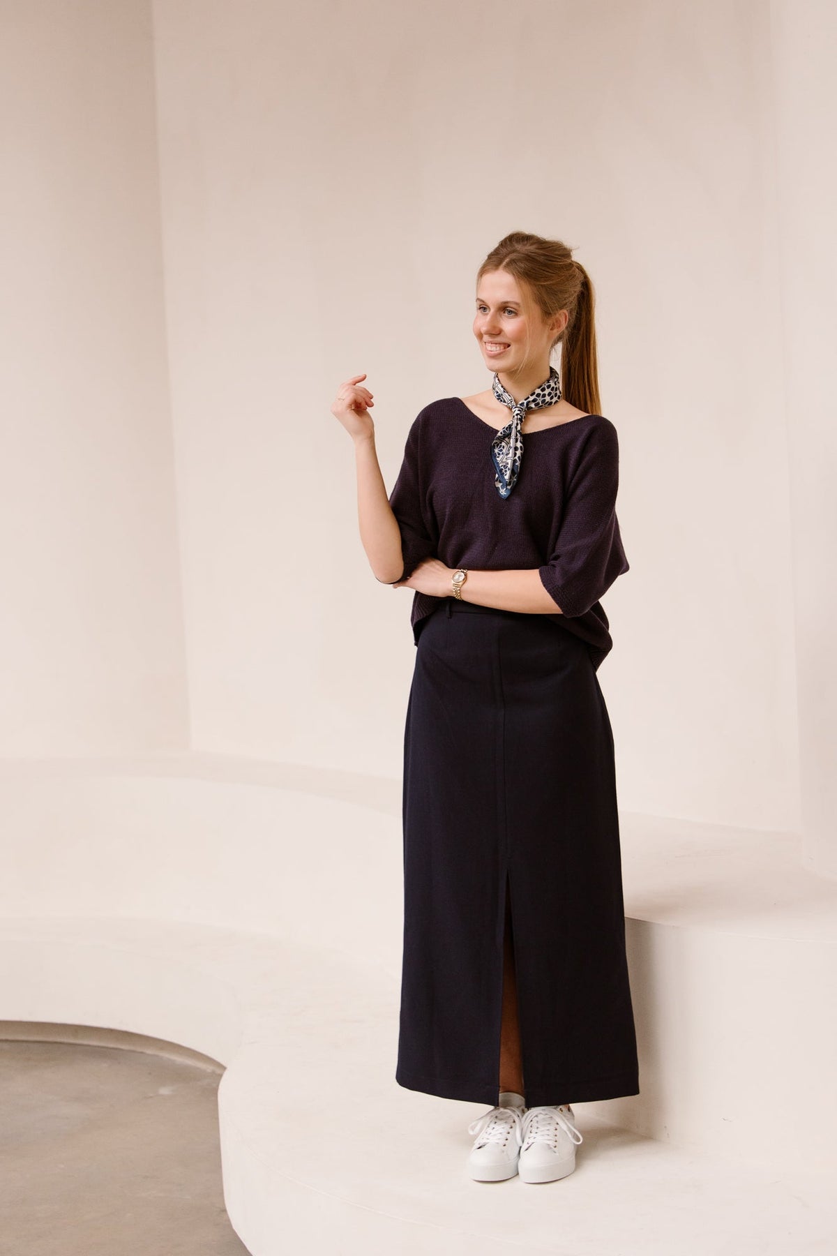 Sandra top dark blue - Bij Keesje - Bij Keesje The Label - top