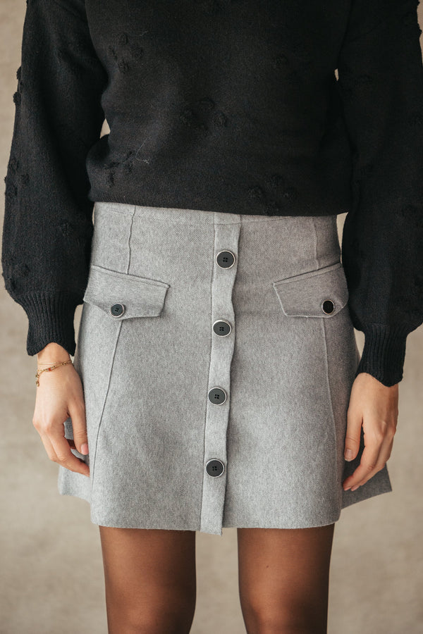 Sanja button skirt grey - Bij Keesje