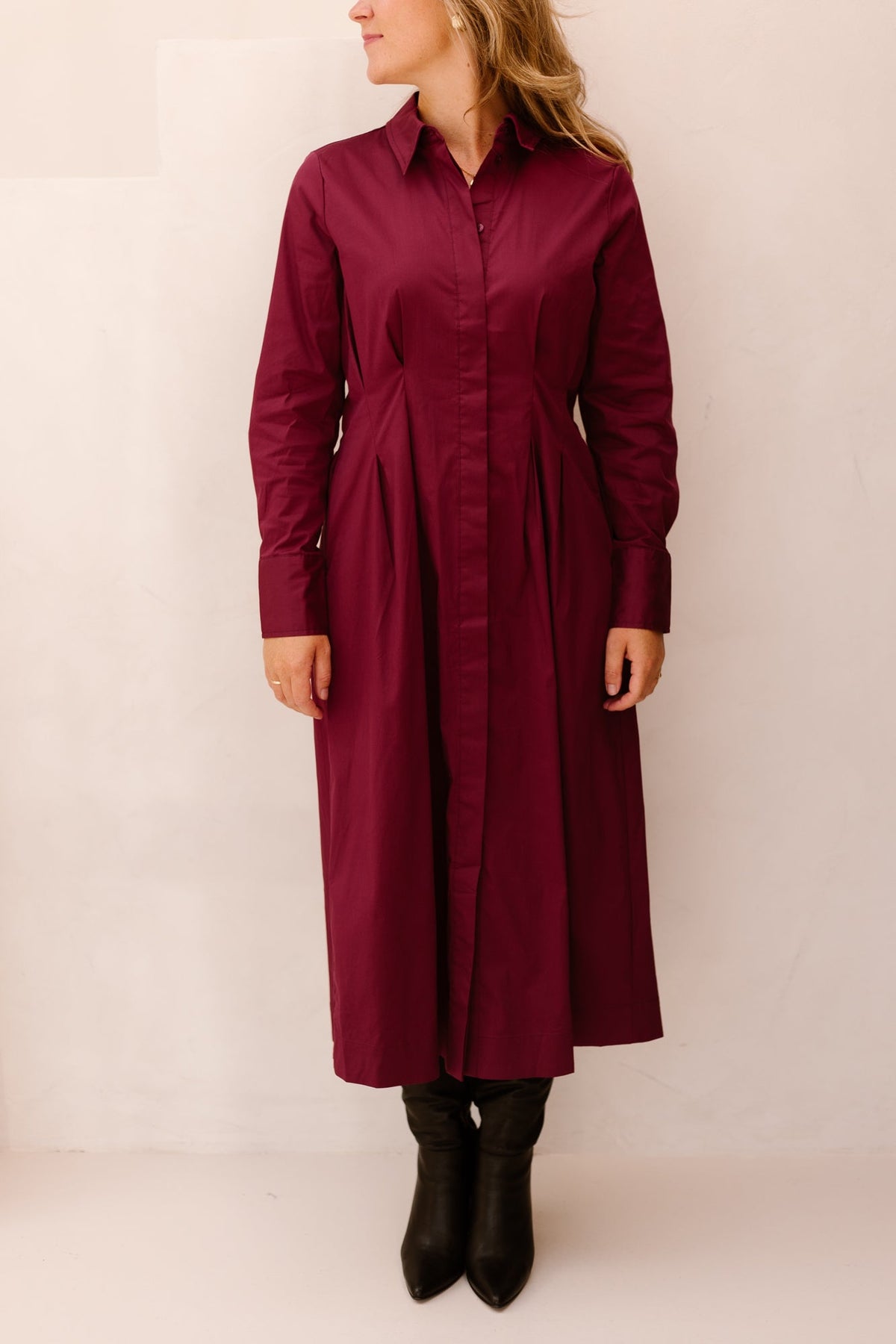 SannaCC Shirt Long Dress Berry Red - Bij Keesje - Co'couture - Jurk