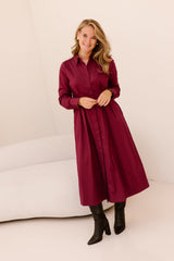 SannaCC Shirt Long Dress Berry Red - Bij Keesje - Co'couture - Jurk
