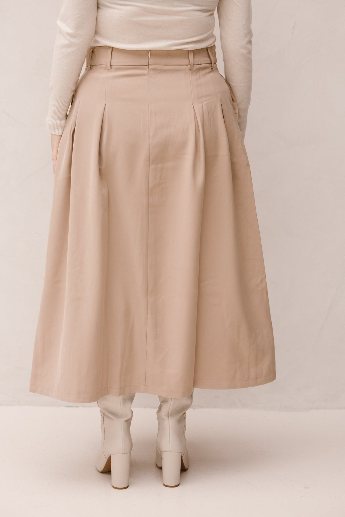 Sara rok plooien beige - Bij Keesje - Bij Keesje